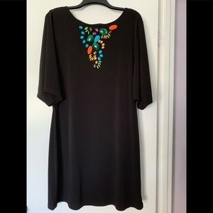 Nina Leonard Black Knit embellished dress Size L